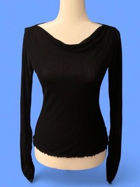 Guess Black Long Sleeve Scoop Neck Top